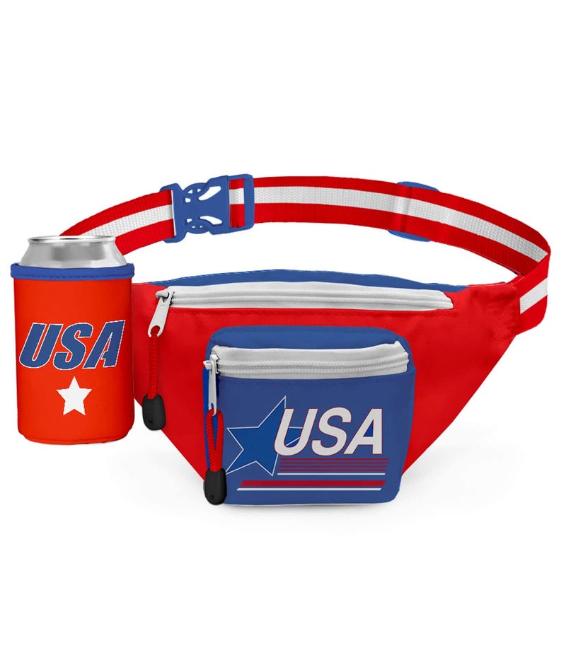 Tipsy Elves حقائب فاني أمريكية علم تيفسي إلفز لحفلات الشواء في 4 يوليو وحفلات السباحة الصيفية - Image 1